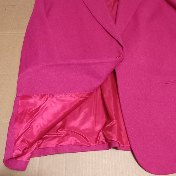 100% Wool Sag Harbor One Front Button Lined Women's Pink Suit Jacket Size 18 - Picture 5 of 10